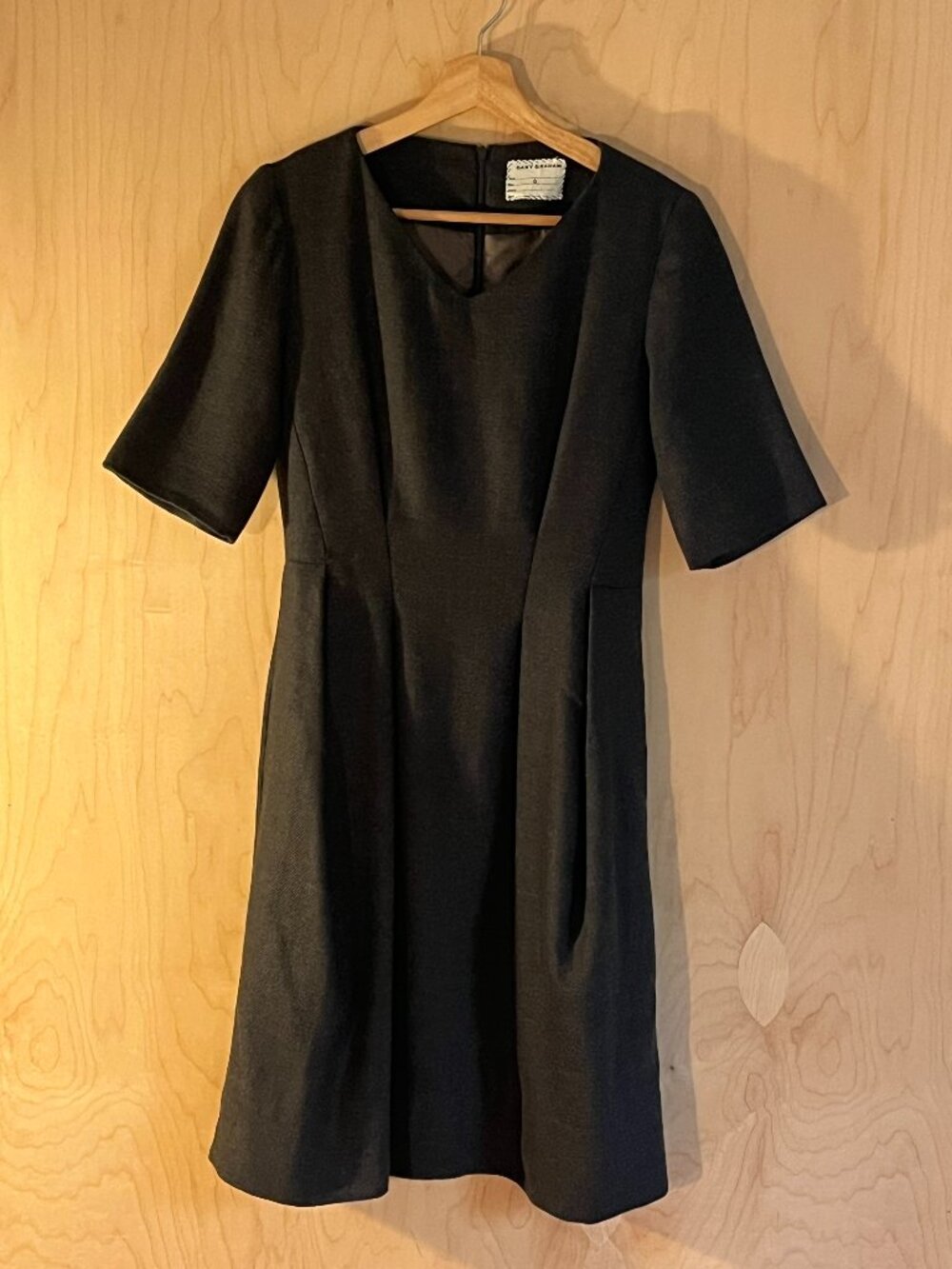 Gary Graham Charcoal Gray Linen Wool Blend A-line Dress Size 6